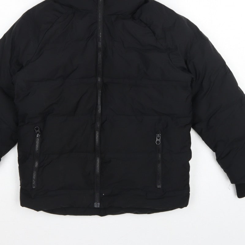 Next Boys Black 8 Years Hooded Puffer Jacket Full Zip Padded Winter Coat