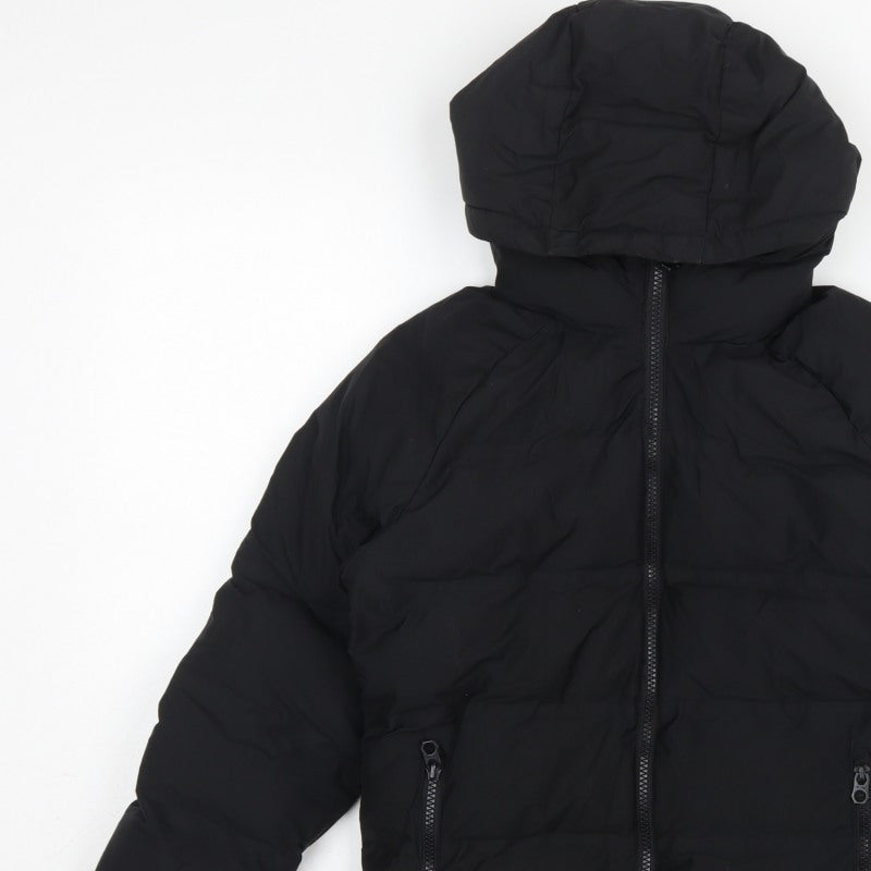 Next Boys Black 8 Years Hooded Puffer Jacket Full Zip Padded Winter Coat