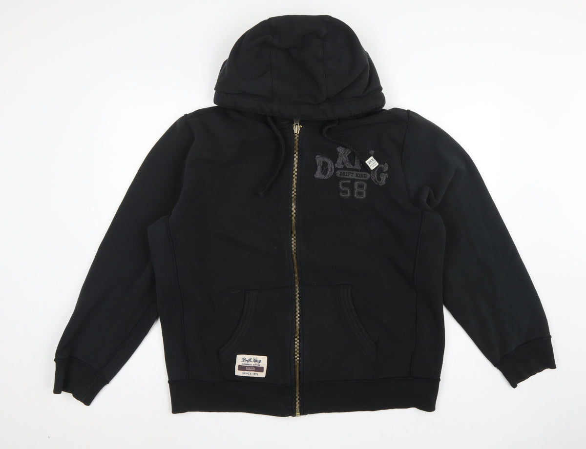 Drift King Men’s Black 2XL Full Zip Embroidered Hoodie