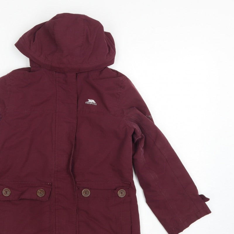 Trespass Girls Red 5-6 Years Parka Coat Hooded Waterproof Insulated