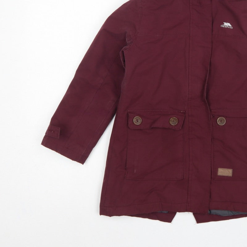 Trespass Girls Red 5-6 Years Parka Coat Hooded Waterproof Insulated