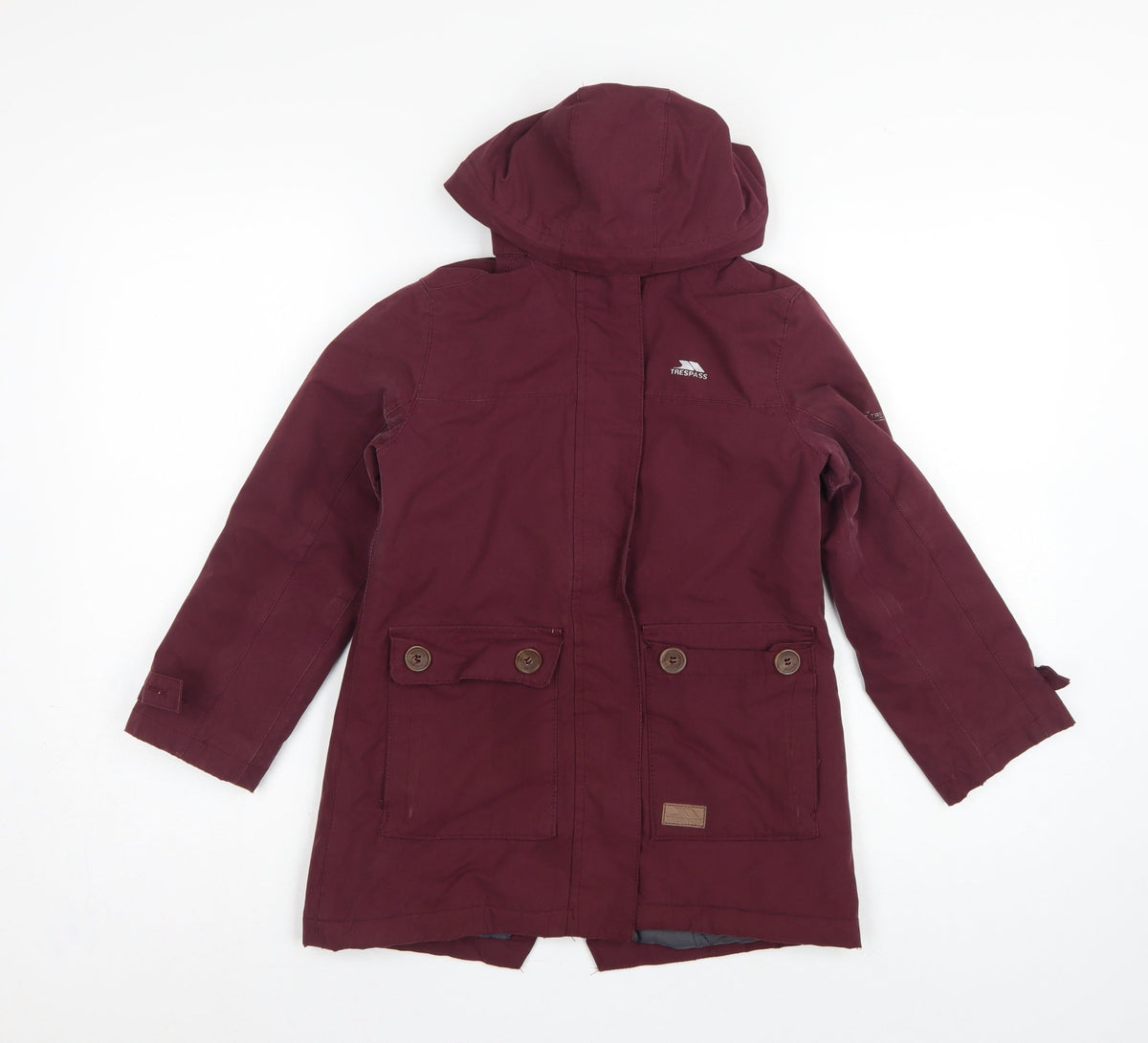 Trespass Girls Red 5-6 Years Parka Coat Hooded Waterproof Insulated