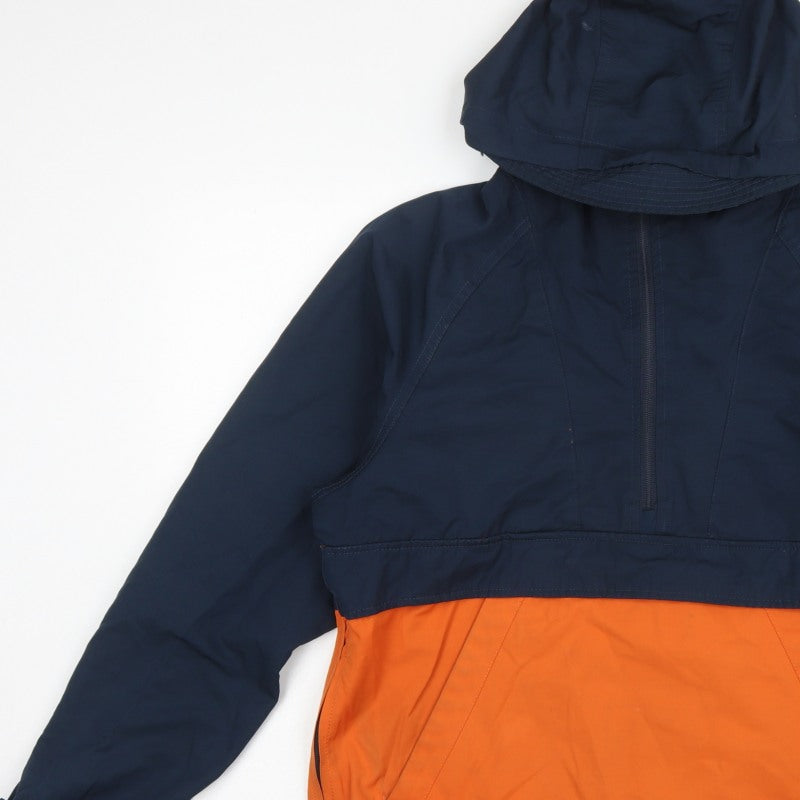 H&M LOGG Men's Navy Orange S Hooded 1/4 Zip Anorak Jacket
