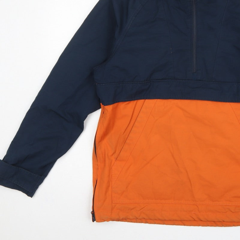 H&M LOGG Men's Navy Orange S Hooded 1/4 Zip Anorak Jacket
