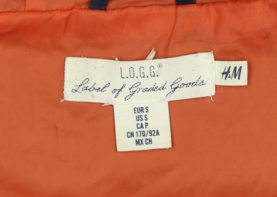 H&M LOGG Men's Navy Orange S Hooded 1/4 Zip Anorak Jacket