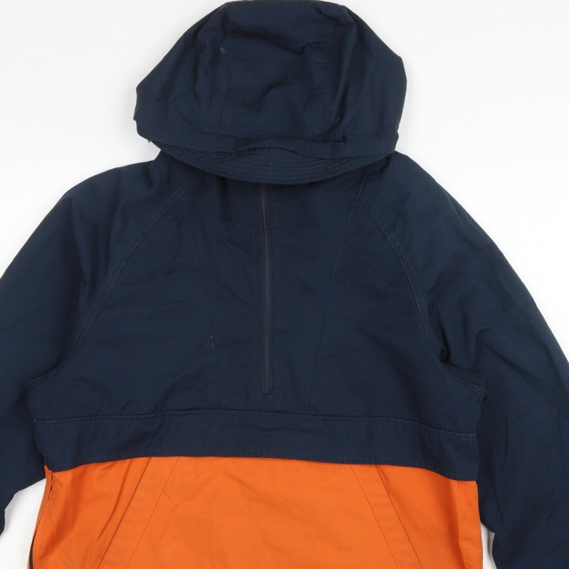 H&M LOGG Men's Navy Orange S Hooded 1/4 Zip Anorak Jacket