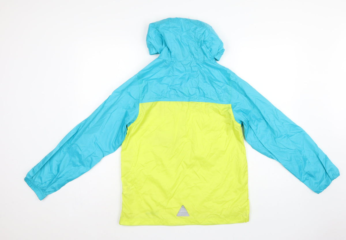 L.L.Bean Teens Blue Yellow L 14-16 Hooded Anorak Jacket