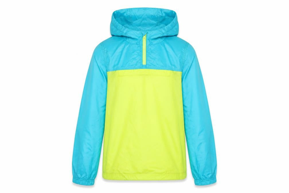 L.L.Bean Teens Blue Yellow L 14-16 Hooded Anorak Jacket