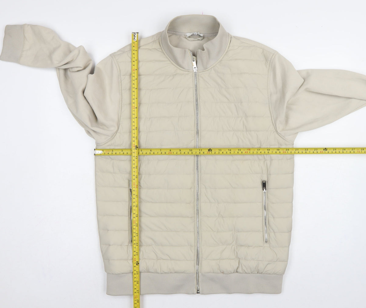 Reiss Men’s Beige L Quilted Padded Bomber Jacket Full Zip