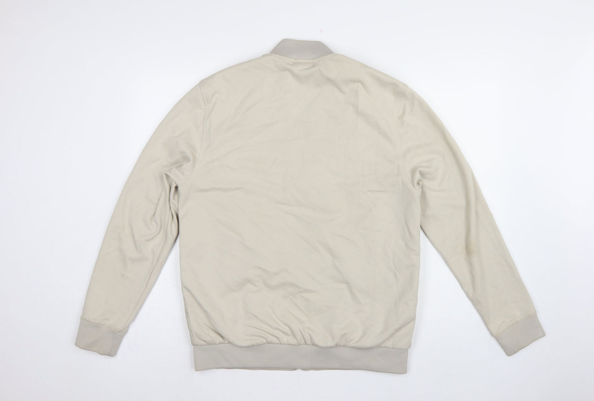 Reiss Men’s Beige L Quilted Padded Bomber Jacket Full Zip