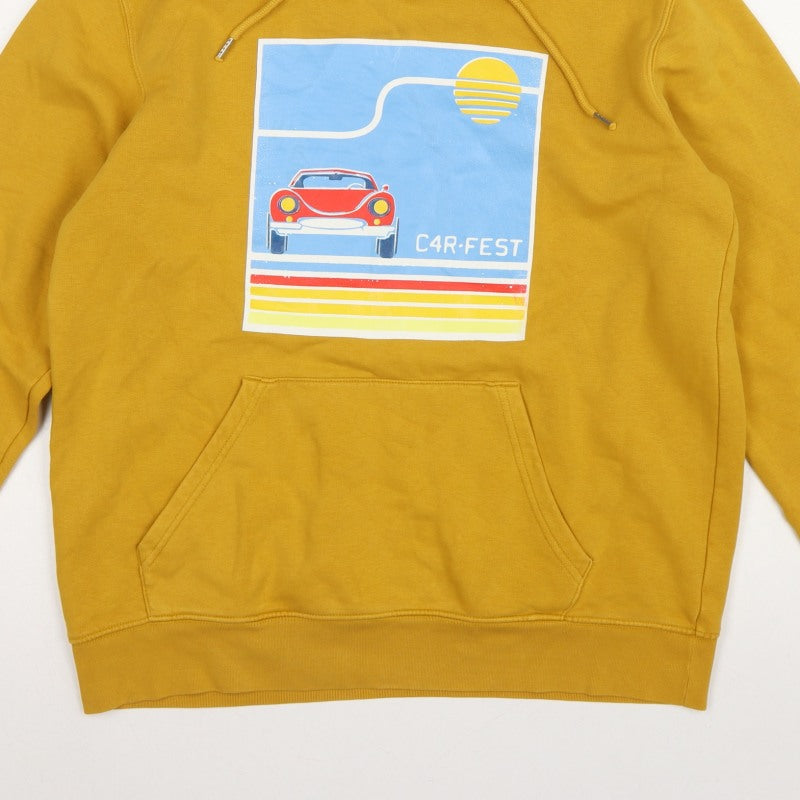Stanley/Stella Men Yellow M Pullover Hoodie Retro Car Graphic