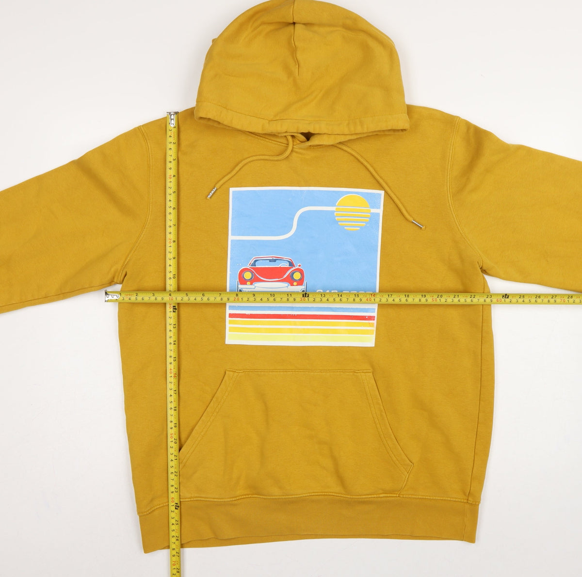 Stanley/Stella Men Yellow M Pullover Hoodie Retro Car Graphic