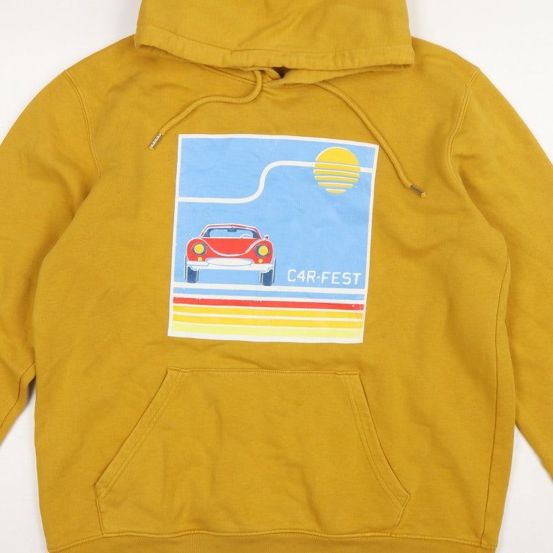 Stanley/Stella Men Yellow M Pullover Hoodie Retro Car Graphic
