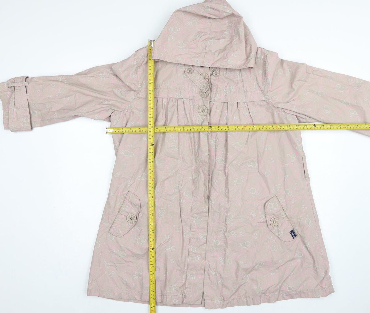 Hooch Teens Pink Size 14 Hooded Long Rain Coat Geometric