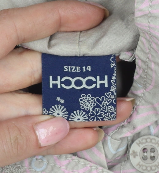 Hooch Teens Pink Size 14 Hooded Long Rain Coat Geometric