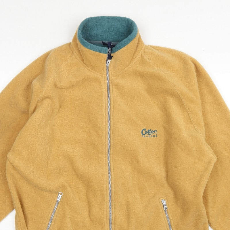 Cotton Traders Men’s Yellow Fleece Jacket L Full Zip Outdoor