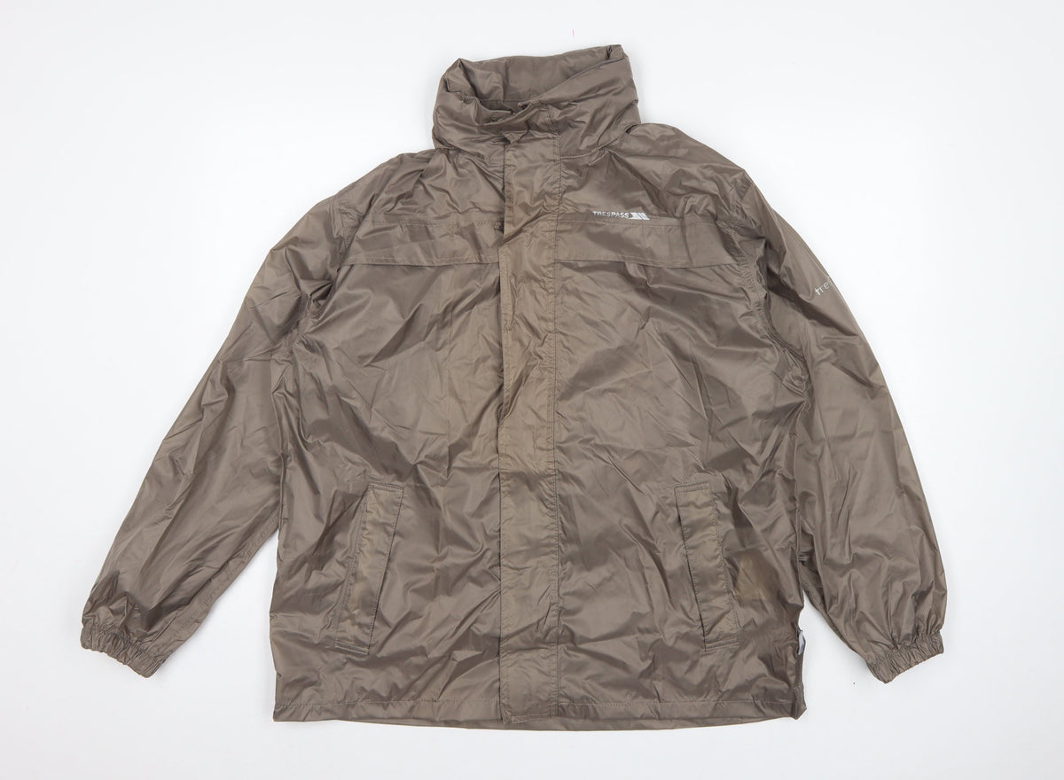 Trespass Men Brown S Waterproof Packaway Rain Jacket Windproof
