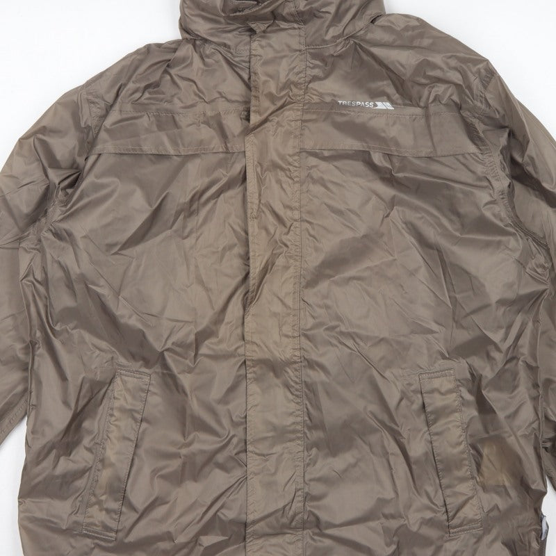 Trespass Men Brown S Waterproof Packaway Rain Jacket Windproof