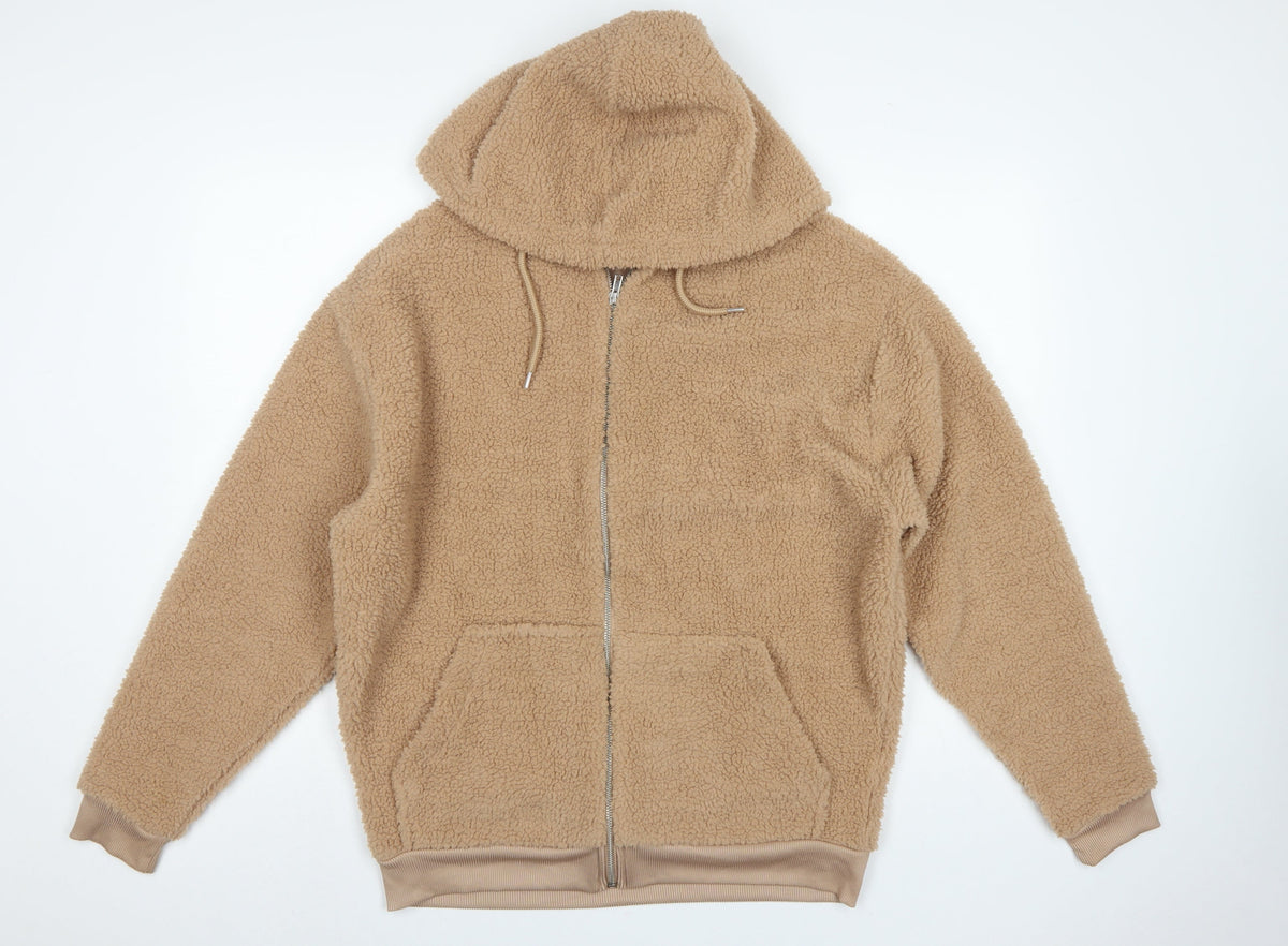 ASOS Design Women’s Beige XS Teddy Fleece Hooded Zip Jacket