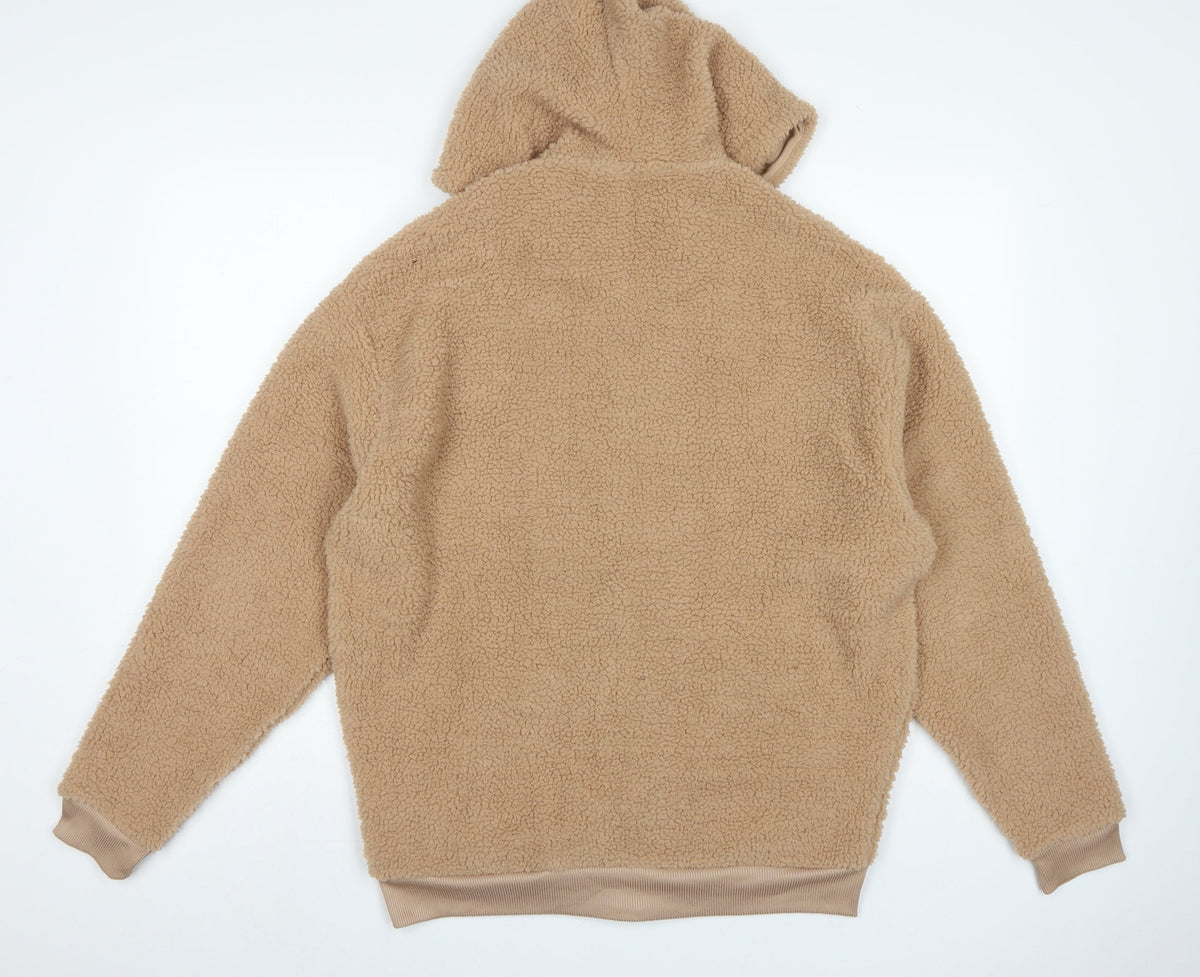ASOS Design Women’s Beige XS Teddy Fleece Hooded Zip Jacket