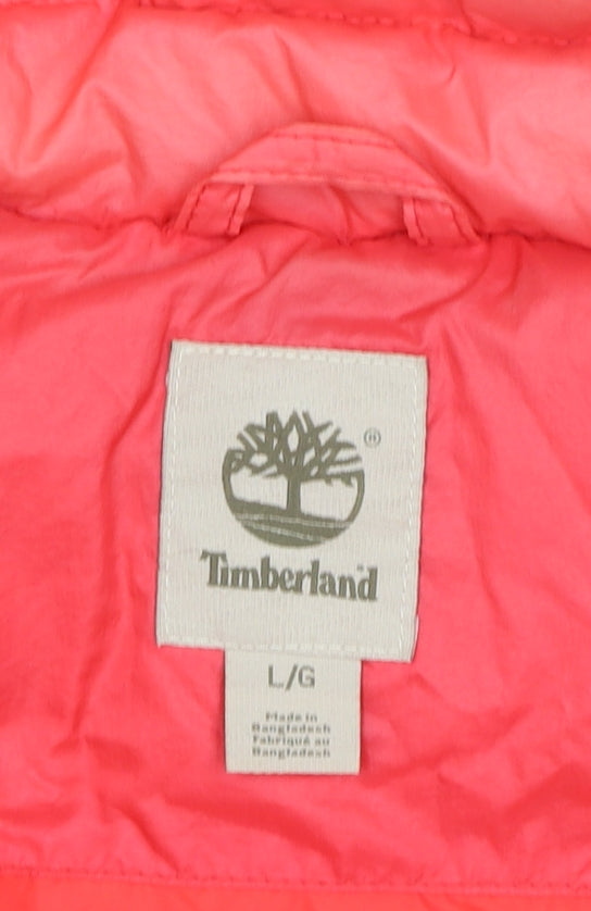 Timberland Women Pink L Quilted Down Puffer Gilet Waistcoat