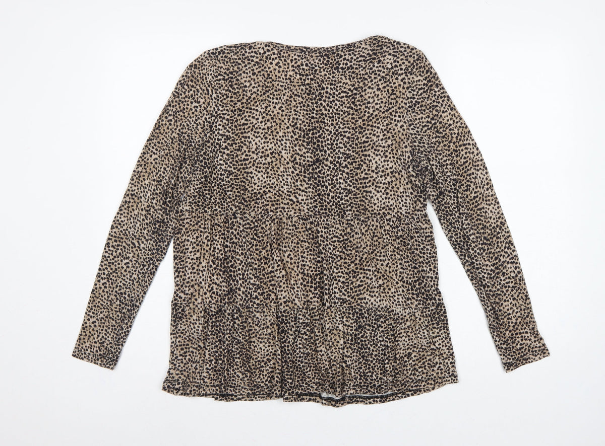 Forever New Women’s Brown Leopard Print Long Sleeve Tunic Blouse Size S