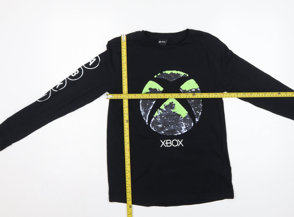 Xbox Boys Black 12 Years Long Sleeve Sequin Logo T-Shirt Top