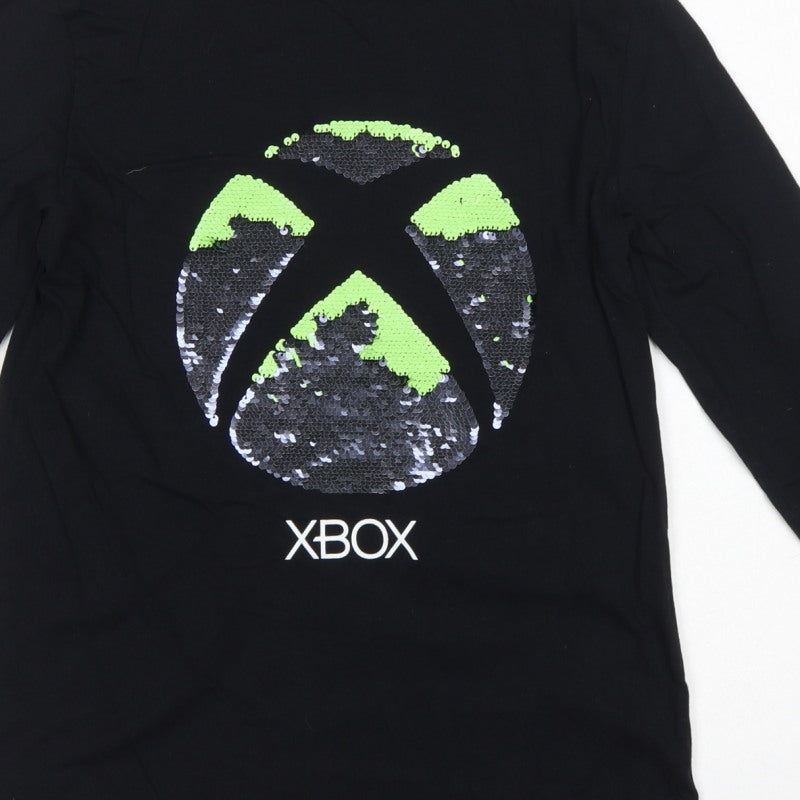 Xbox Boys Black 12 Years Long Sleeve Sequin Logo T-Shirt Top