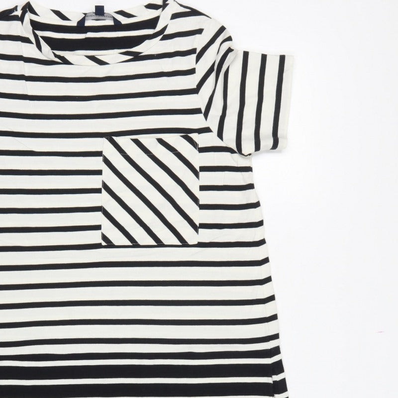 French Connection Women Black White Striped UK 10 Shift Jersey Dress