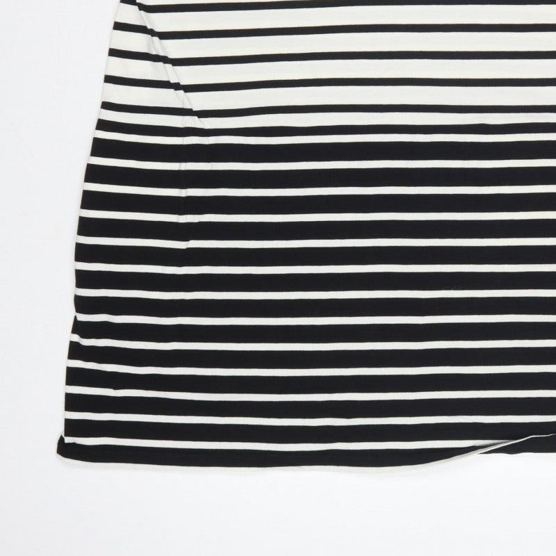 French Connection Women Black White Striped UK 10 Shift Jersey Dress