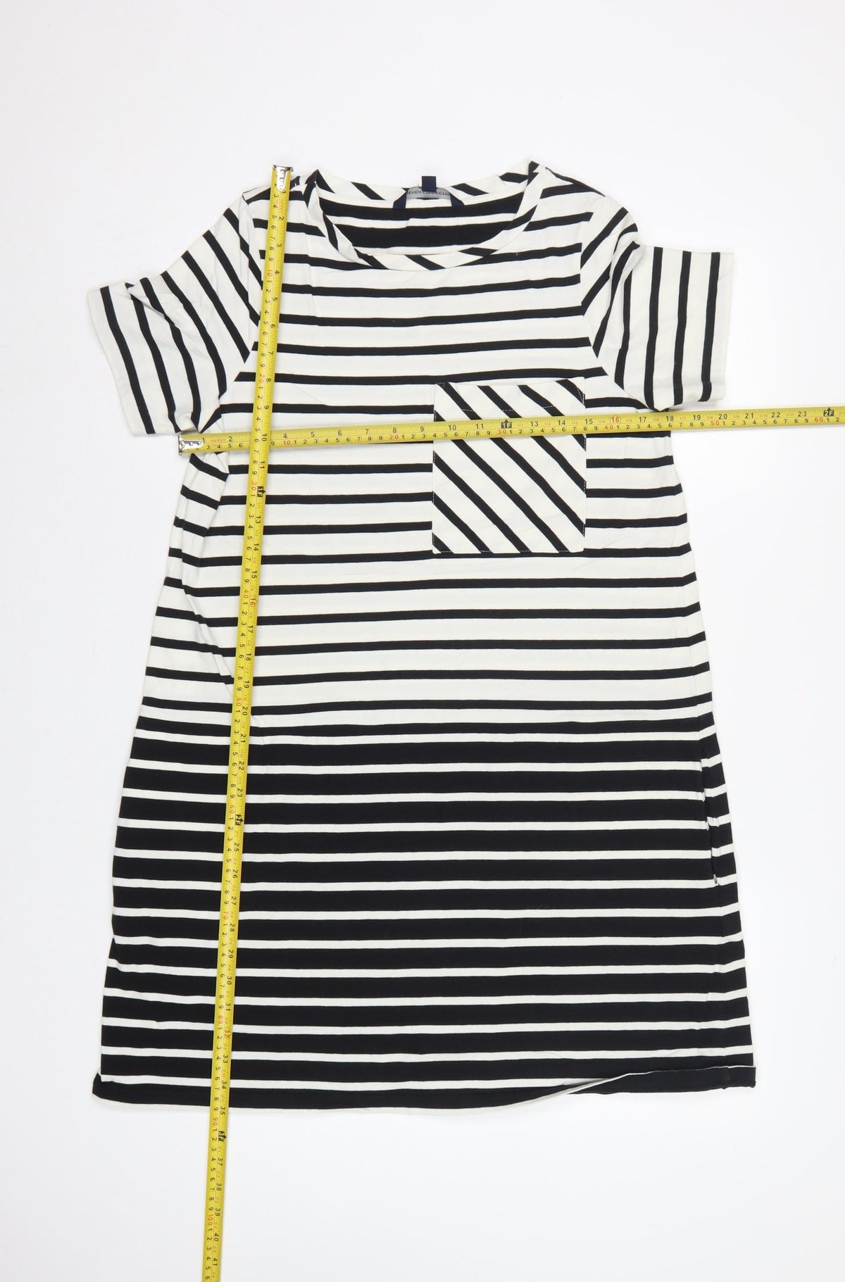 French Connection Women Black White Striped UK 10 Shift Jersey Dress