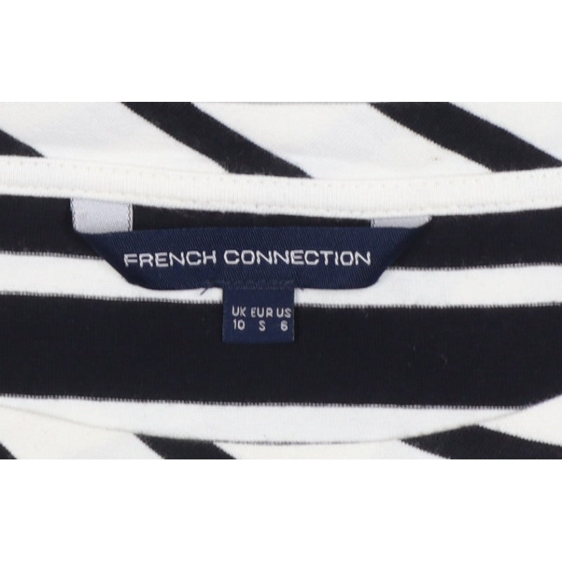 French Connection Women Black White Striped UK 10 Shift Jersey Dress