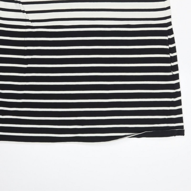 French Connection Women Black White Striped UK 10 Shift Jersey Dress
