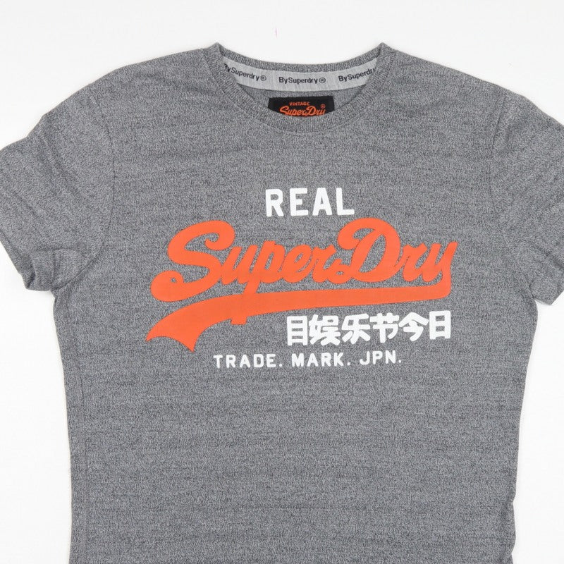 Superdry Women’s Grey XL Logo Graphic Jersey T-Shirt Short Sleeve