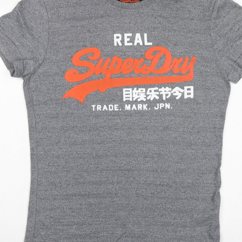 Superdry Women’s Grey XL Logo Graphic Jersey T-Shirt Short Sleeve