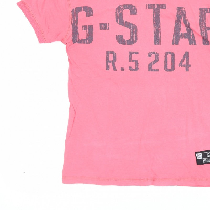 G-Star Men’s Pink M Graphic Logo Crew Neck Short Sleeve T-Shirt