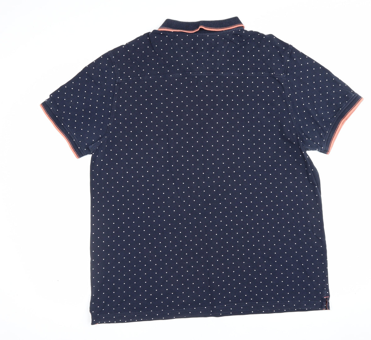Racing Green Men's Blue L Polka Dot Cotton Short Sleeve Polo Shirt