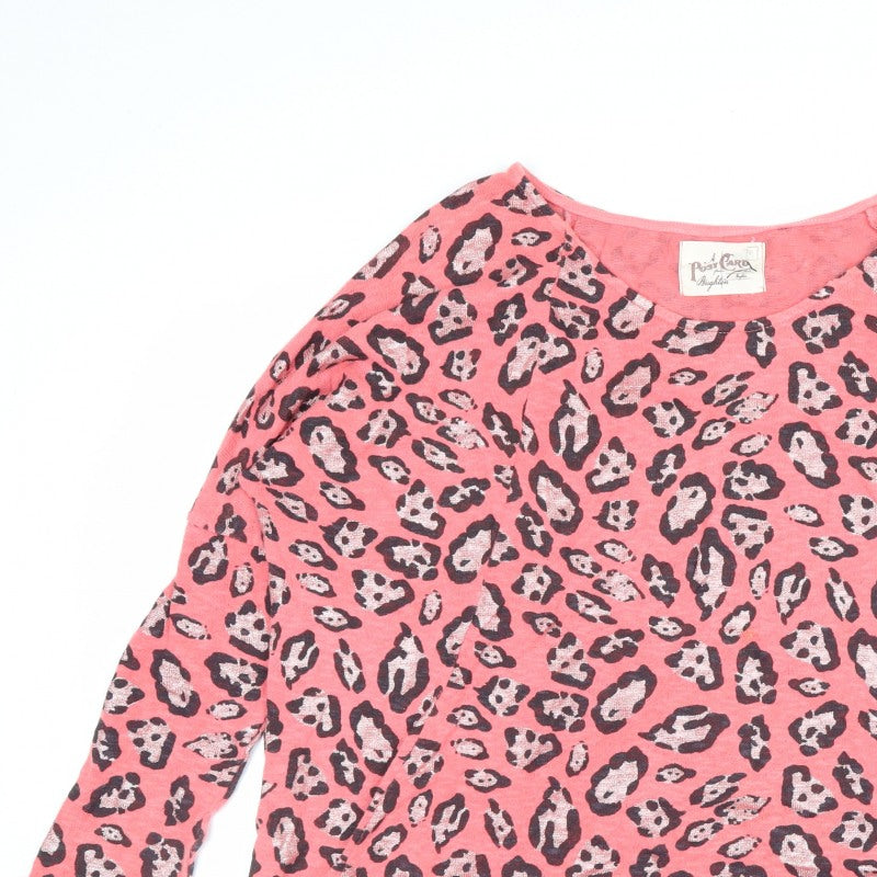 Postcard from Brighton Women Pink Leopard Print Knit Jumper Size S