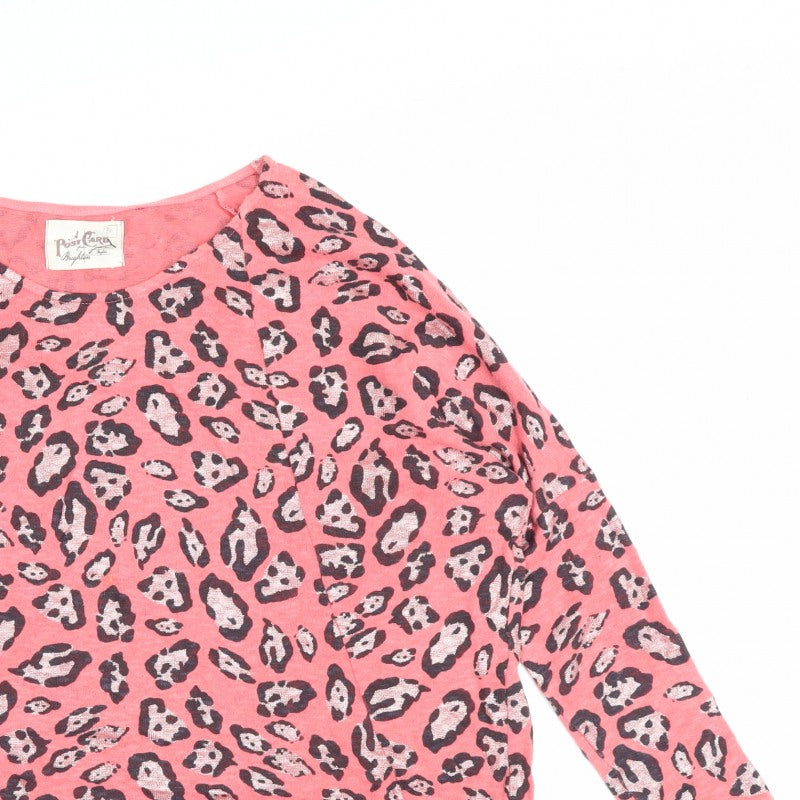 Postcard from Brighton Women Pink Leopard Print Knit Jumper Size S