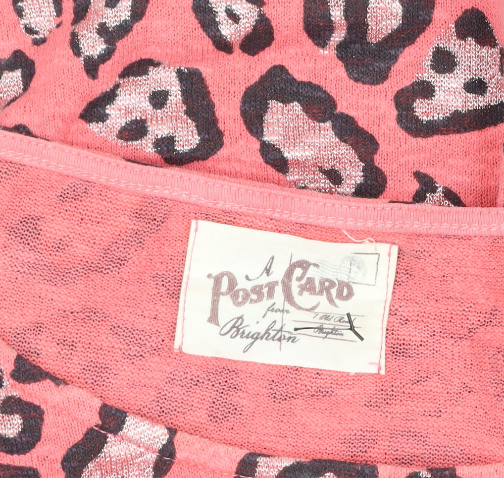 Postcard from Brighton Women Pink Leopard Print Knit Jumper Size S