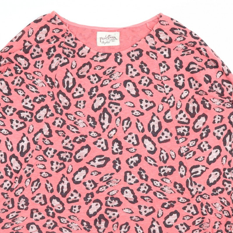 Postcard from Brighton Women Pink Leopard Print Knit Jumper Size S