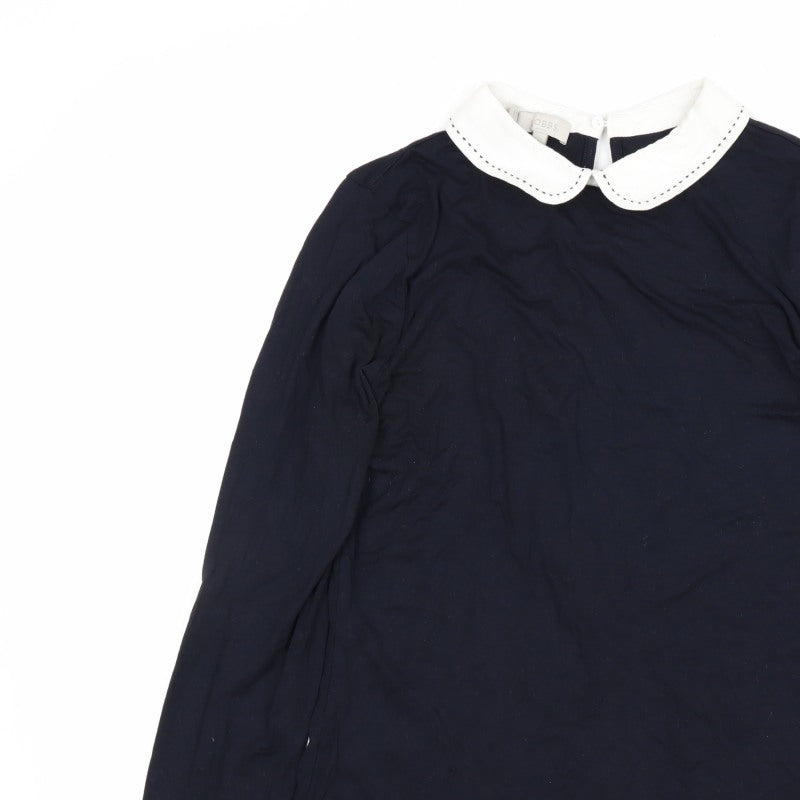 Hobbs Women Blue Size S Jersey Long Sleeve Peter Pan Collar Top