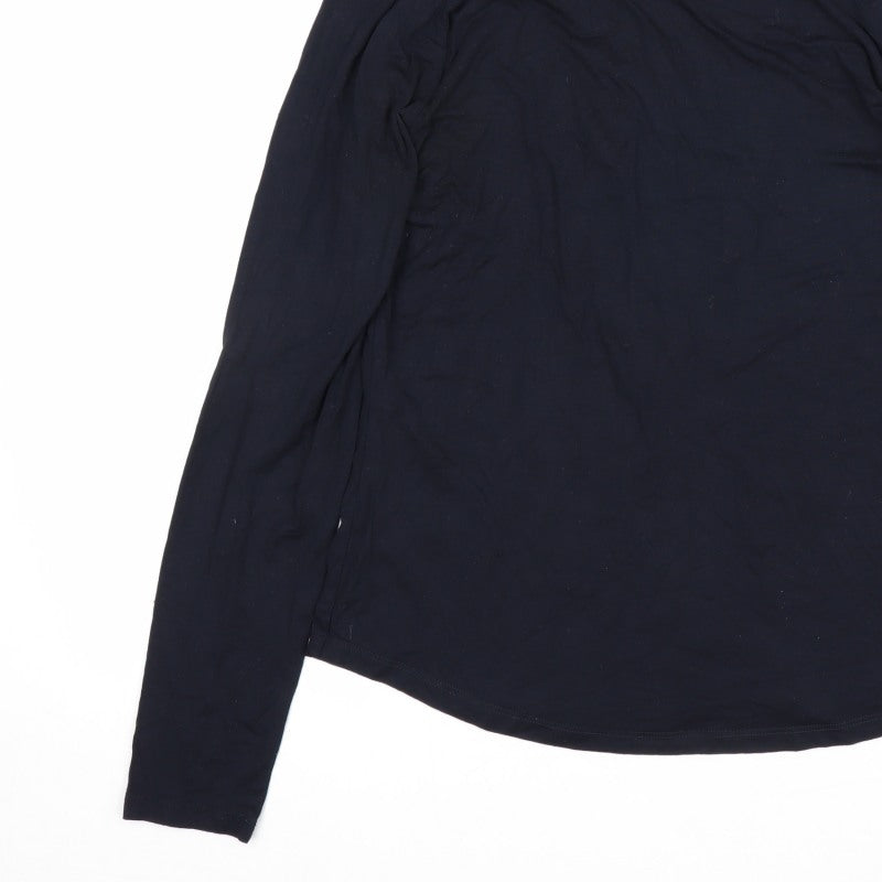 Hobbs Women Blue Size S Jersey Long Sleeve Peter Pan Collar Top