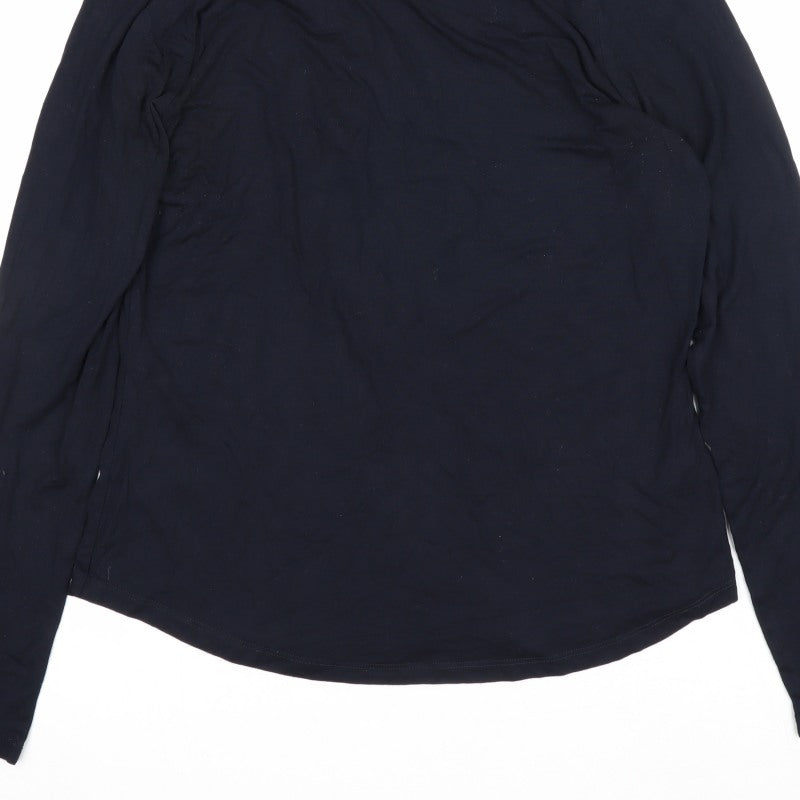 Hobbs Women Blue Size S Jersey Long Sleeve Peter Pan Collar Top