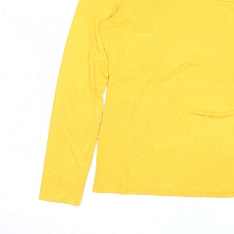 Oasis Women Yellow UK 12 Basic Boat Neck Long Sleeve Jersey Top