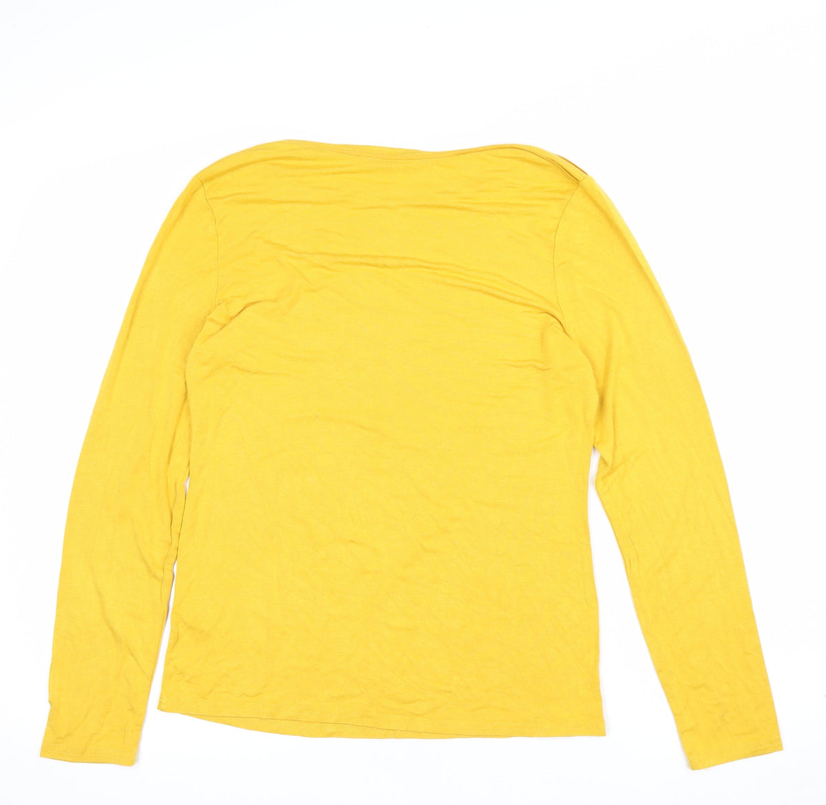 Oasis Women Yellow UK 12 Basic Boat Neck Long Sleeve Jersey Top