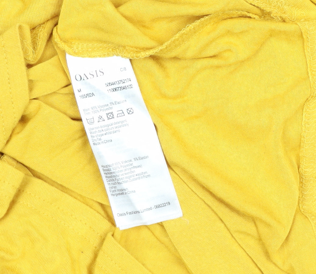 Oasis Women Yellow UK 12 Basic Boat Neck Long Sleeve Jersey Top