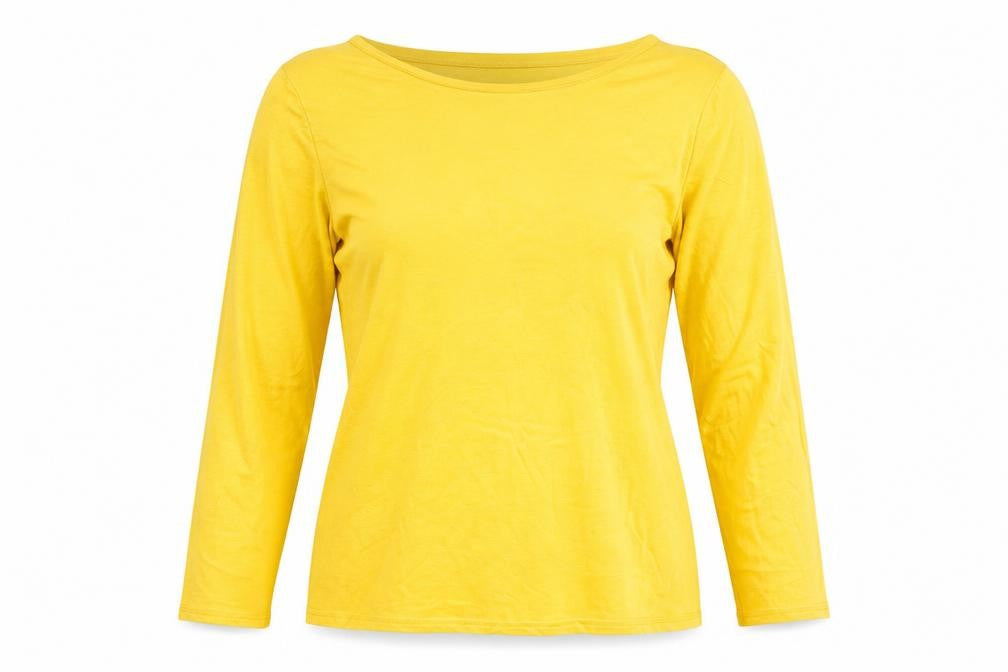 Oasis Women Yellow UK 12 Basic Boat Neck Long Sleeve Jersey Top
