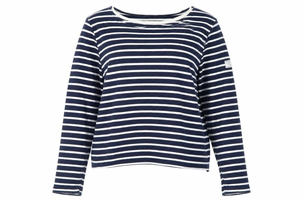 Joules Women’s Blue UK 12 Striped Cotton Breton Long Sleeve T-Shirt