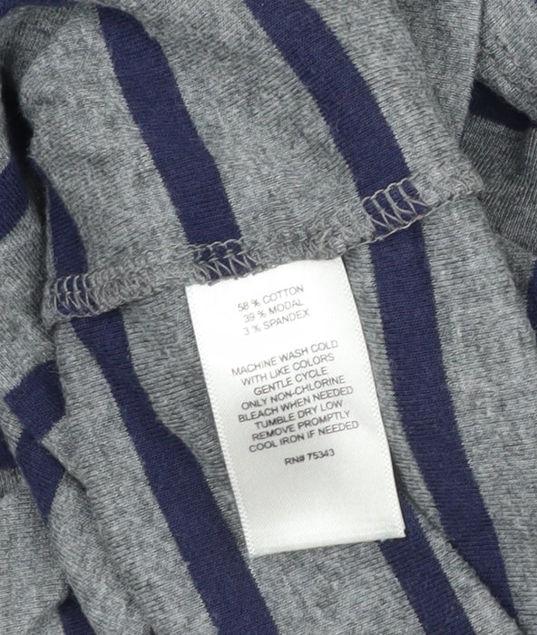 Arabella Addison Women Grey XL Striped Boat Neck Bell Sleeve Jersey Top